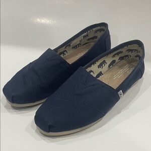 TOMS Classic Navy Canvas Slip on Shoes Size 9.5